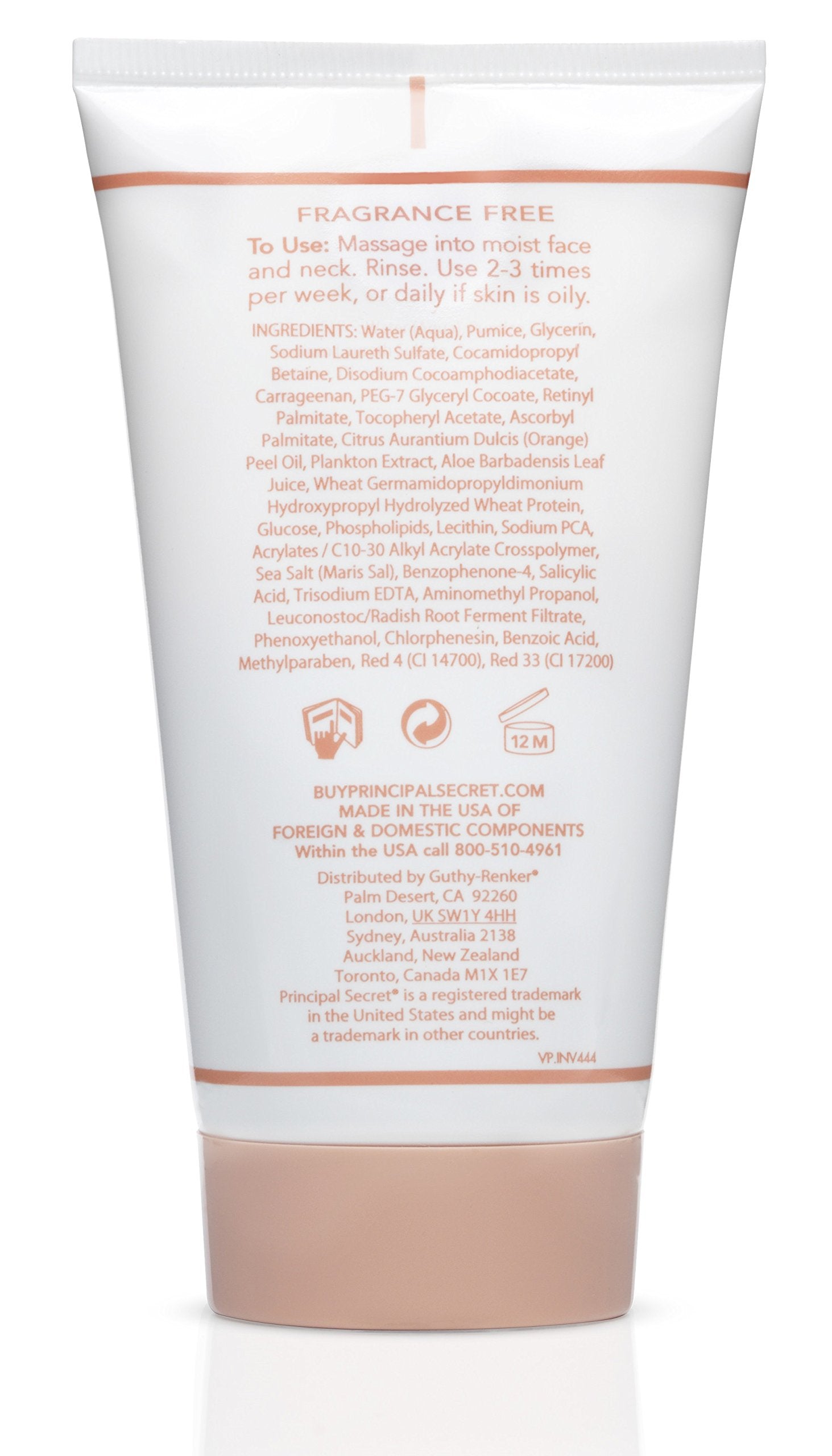 Principal Secret Gentle Deep Revitalizing Scrub texture closeup shows exfoliation for radiant skin.