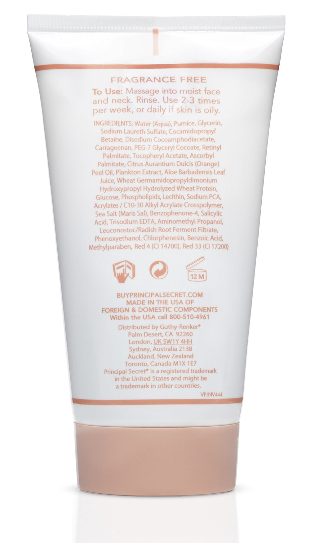 Principal Secret Gentle Deep Revitalizing Scrub texture closeup shows exfoliation for radiant skin.
