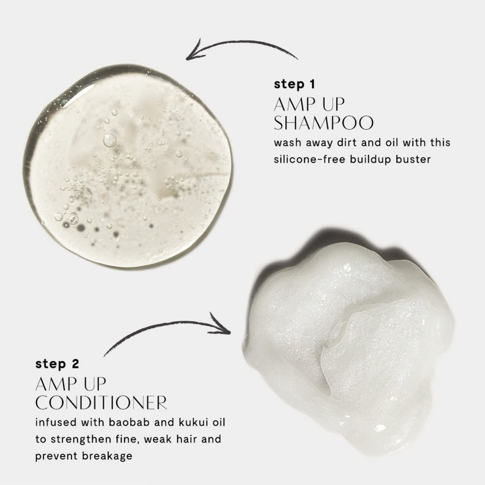 Close-up of bamboo and acai ingredients on Privé shampoo label