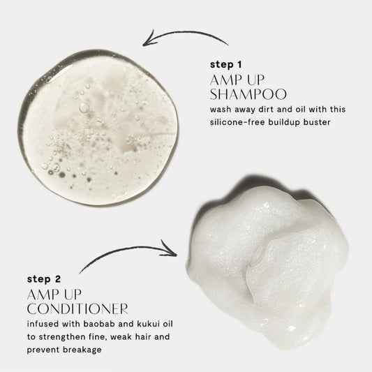 Prive Amp Up Volumizing Shampoo foam demonstrates gentle cleansing and lather.