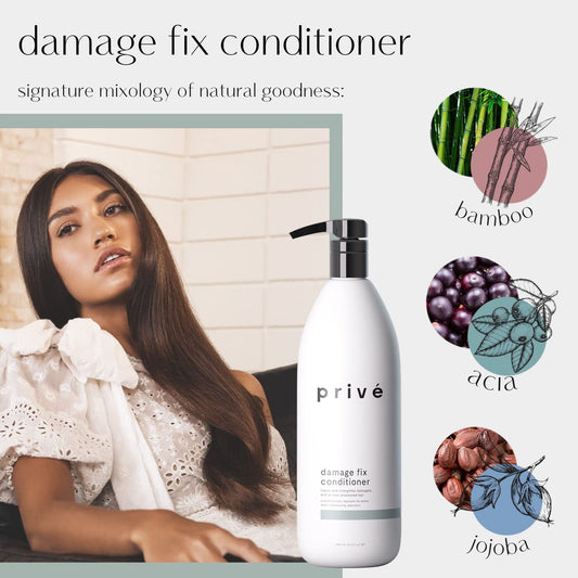 Prive Damage Fix Conditioner pump allows even application and smoothing.