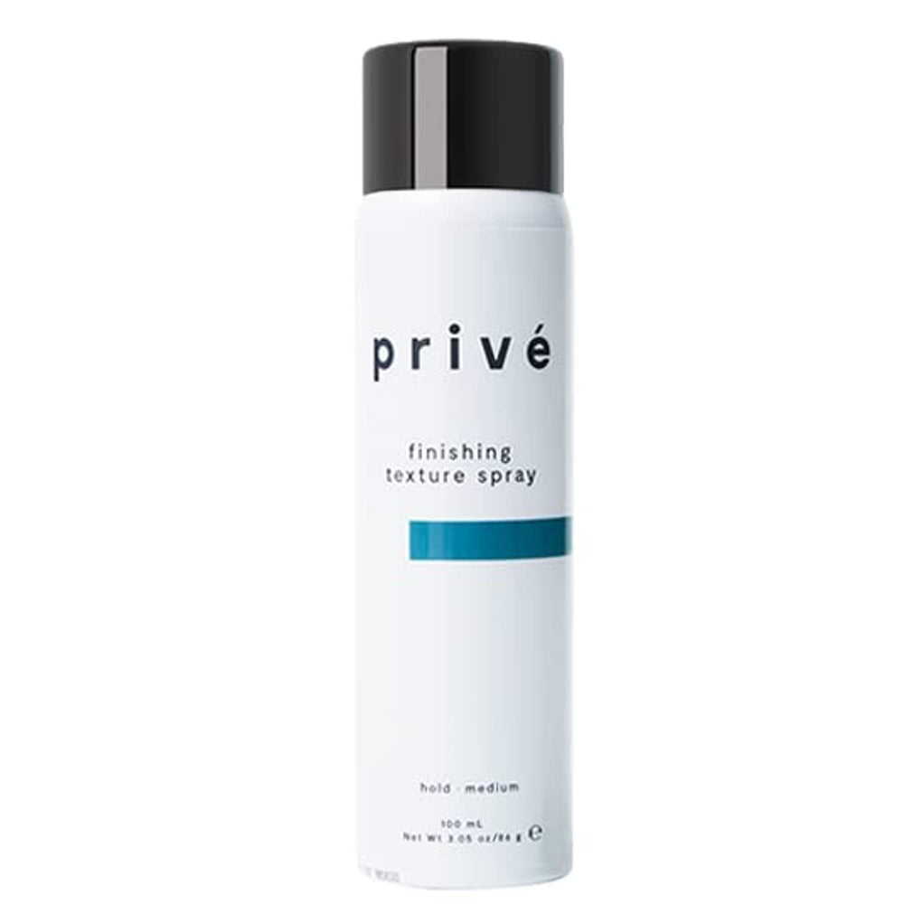 Prive finishing texture spray bottle demonstrates extreme texture builder for versatile styling.