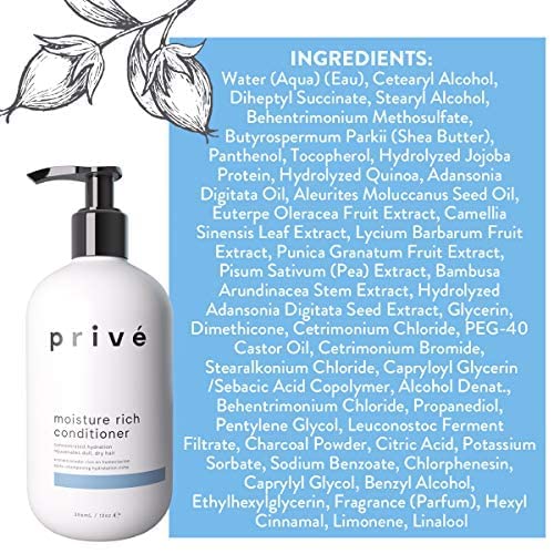 Prive Moisture Rich Conditioner after-use hair shows smooth, frizz-controlled results