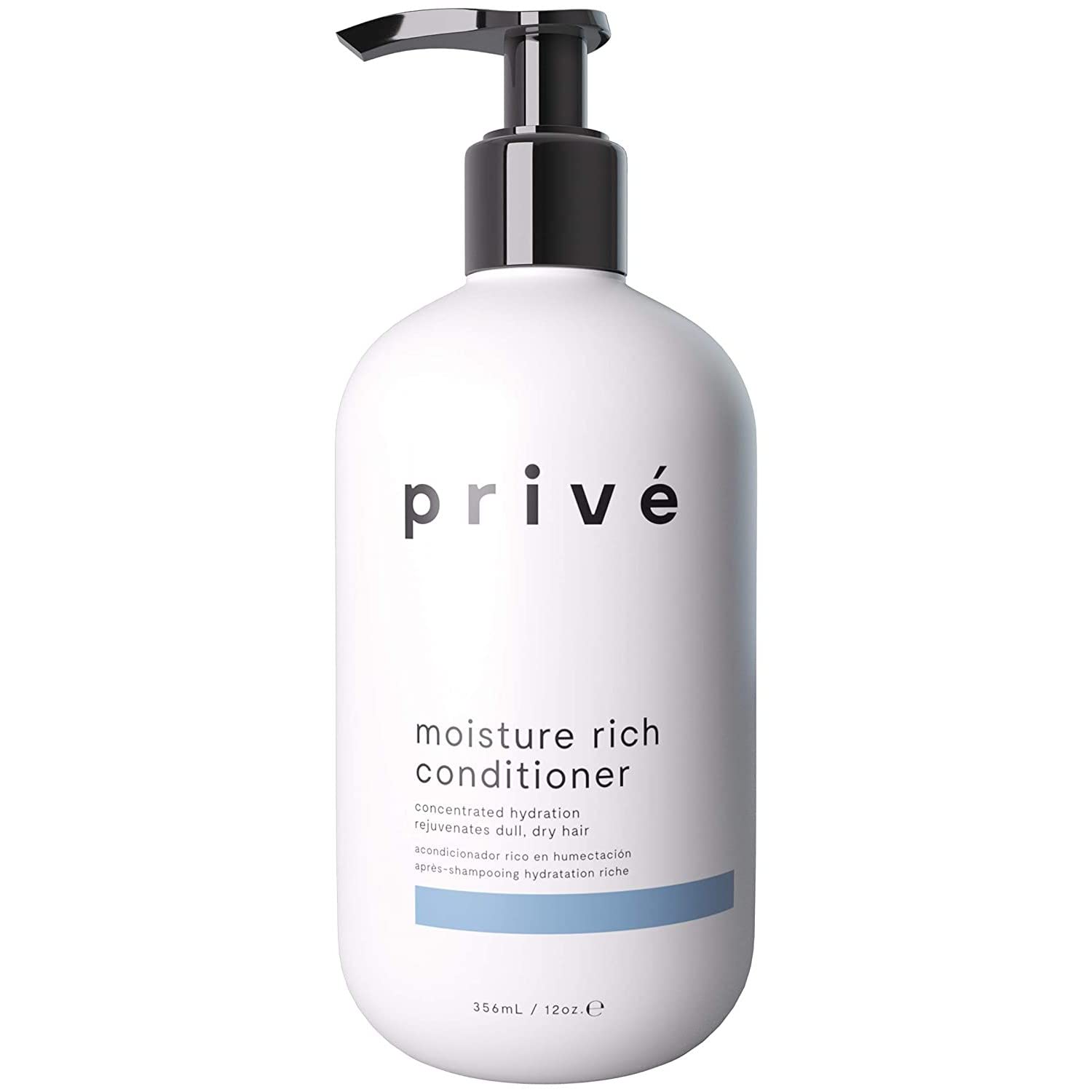 Prive Moisture Rich Conditioner bottle highlights nourishing formula for dry hair