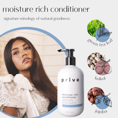 Prive Moisture Rich Conditioner pour reveals creamy texture ideal for frizz control