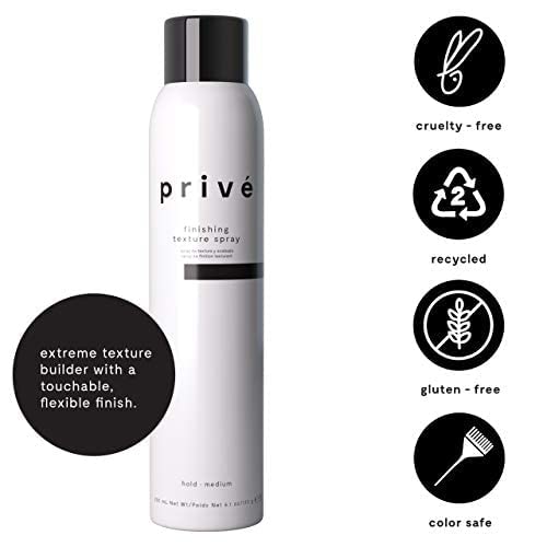 Prive texture spray root lift volume in-use shot for added body.
