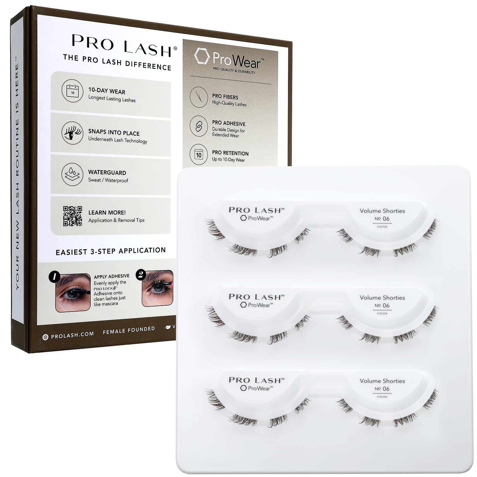 Pro Lash ProWear No.06 Cocoa close-up showing rich color and bold volume.
