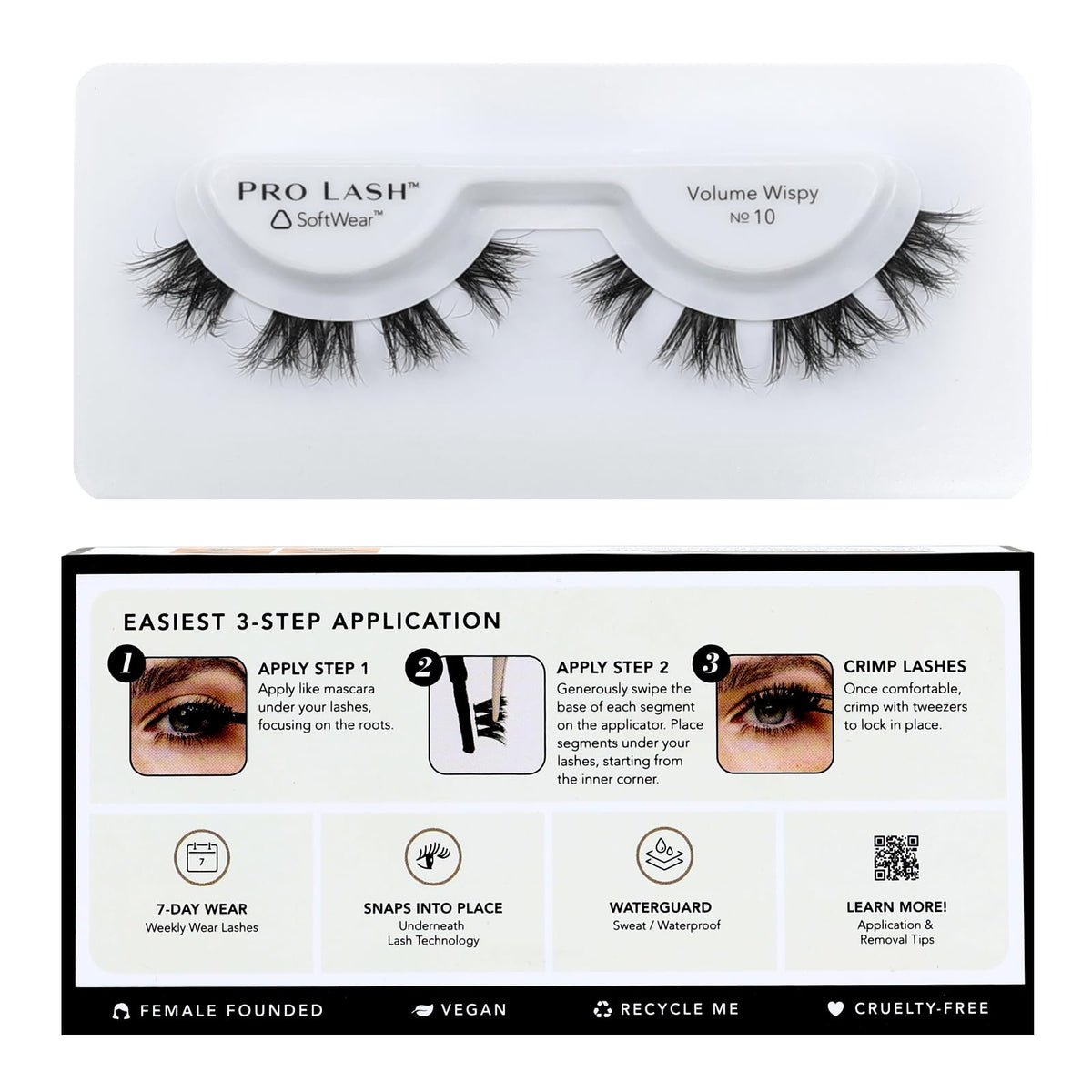 Pro Lash SoftWear No. 10 wispy cluster lashes for daily volume and comfortable wear.