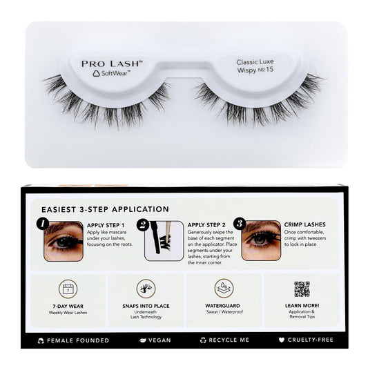 Pro Lash SoftWear inner and outer wispy design for a natural eye opening.