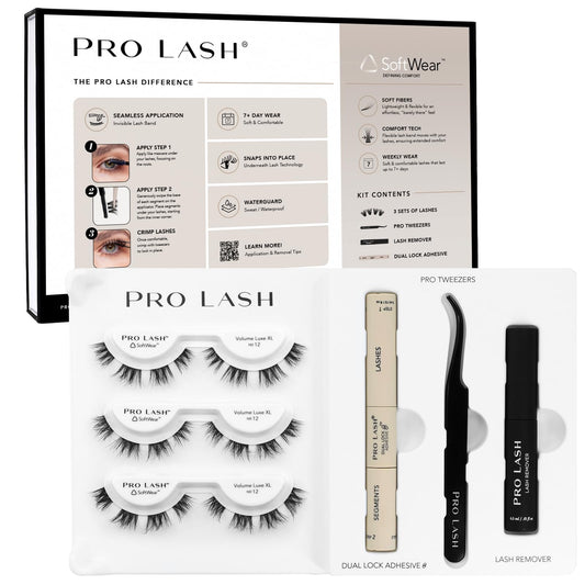 Pro Lash SoftWear Starter Kit box shows clusters and tools for easy at-home eyelash styling