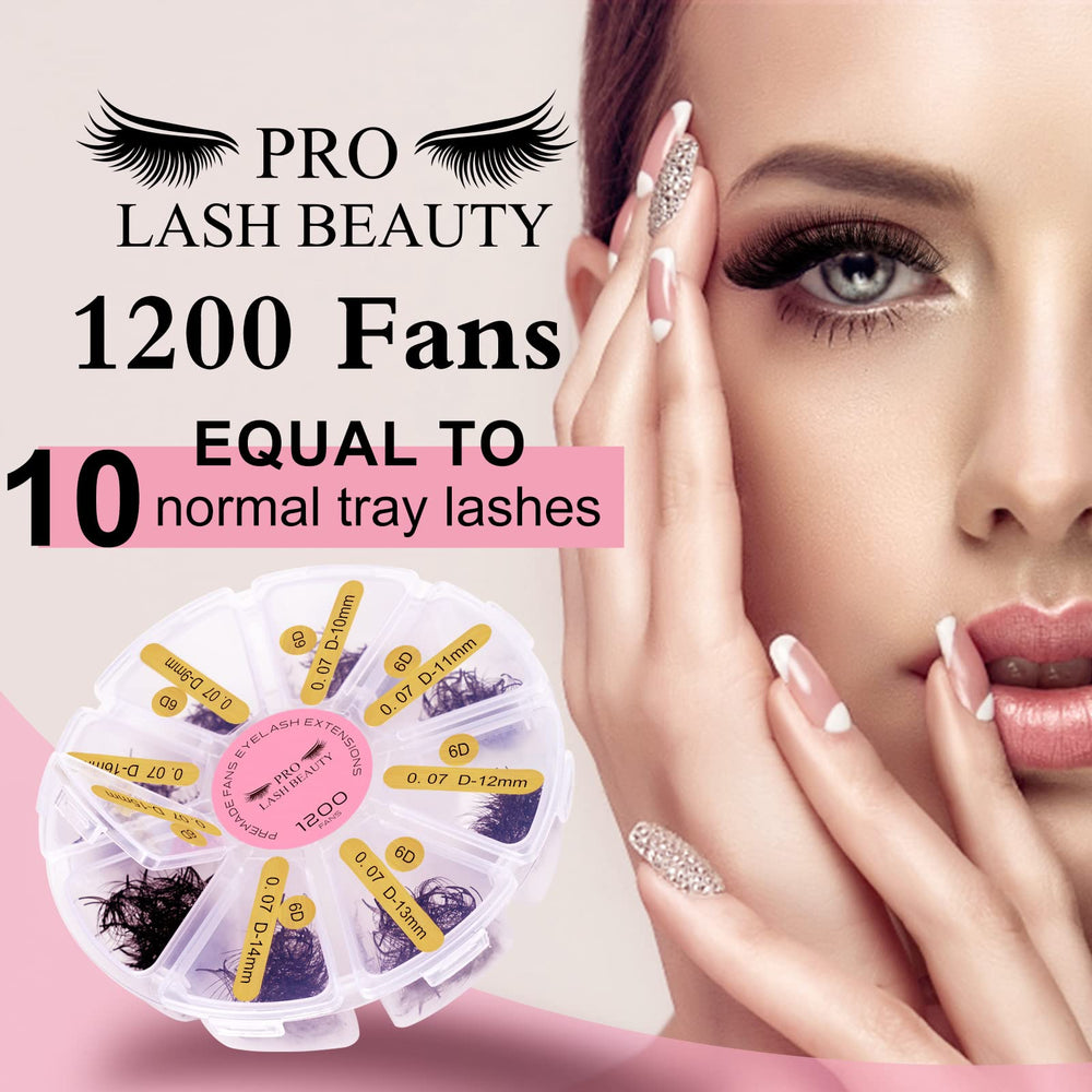 PRO LASHBEAUTY beginner-friendly premade fans for practice and client work.