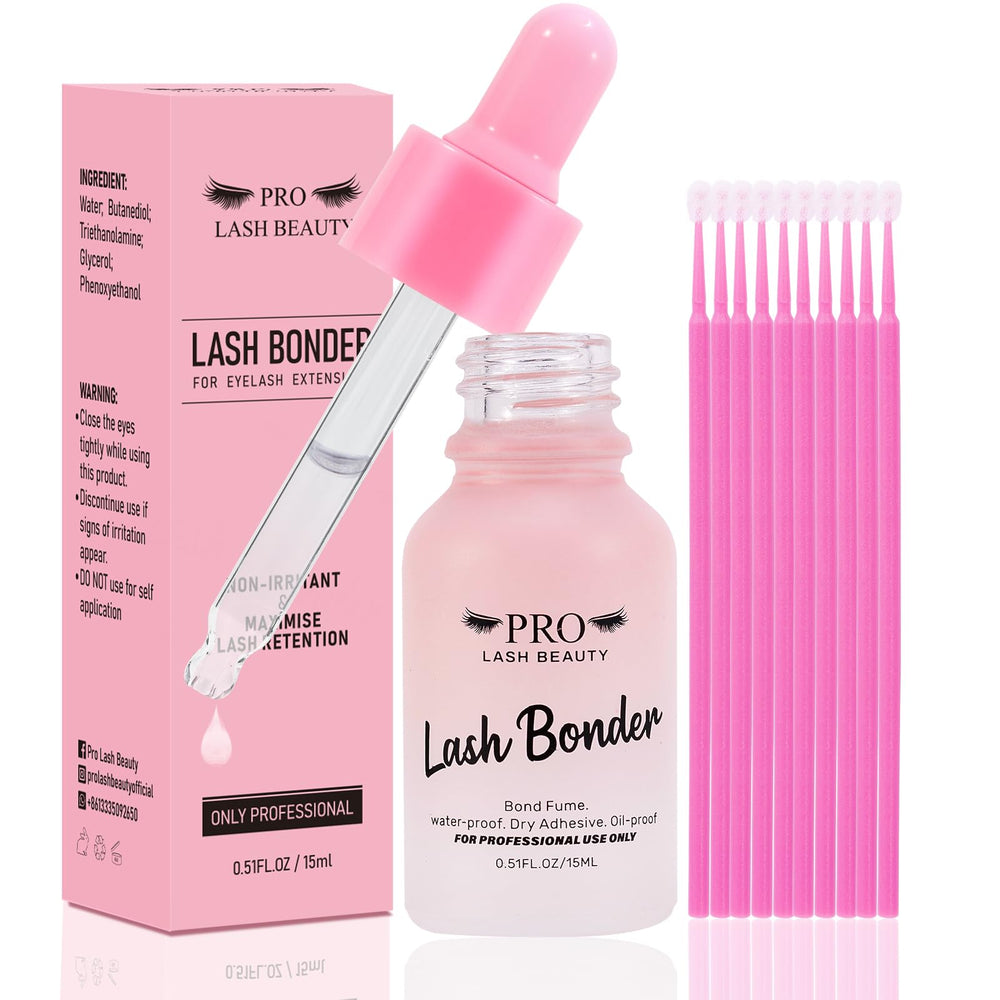 PRO LASHBEAUTY bonder bottle close-up for fast lash sealing.