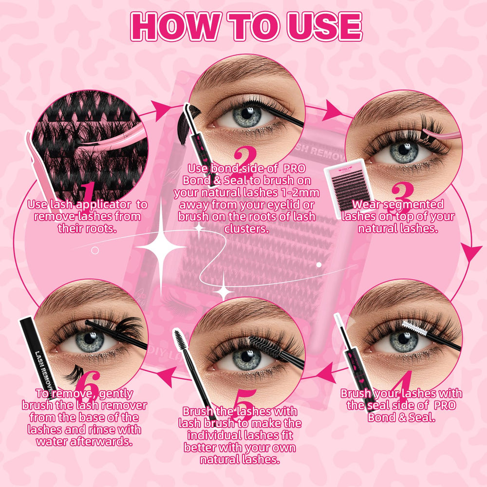 PRO LASHBEAUTY Breeze lash clusters worn all day with lightweight feel