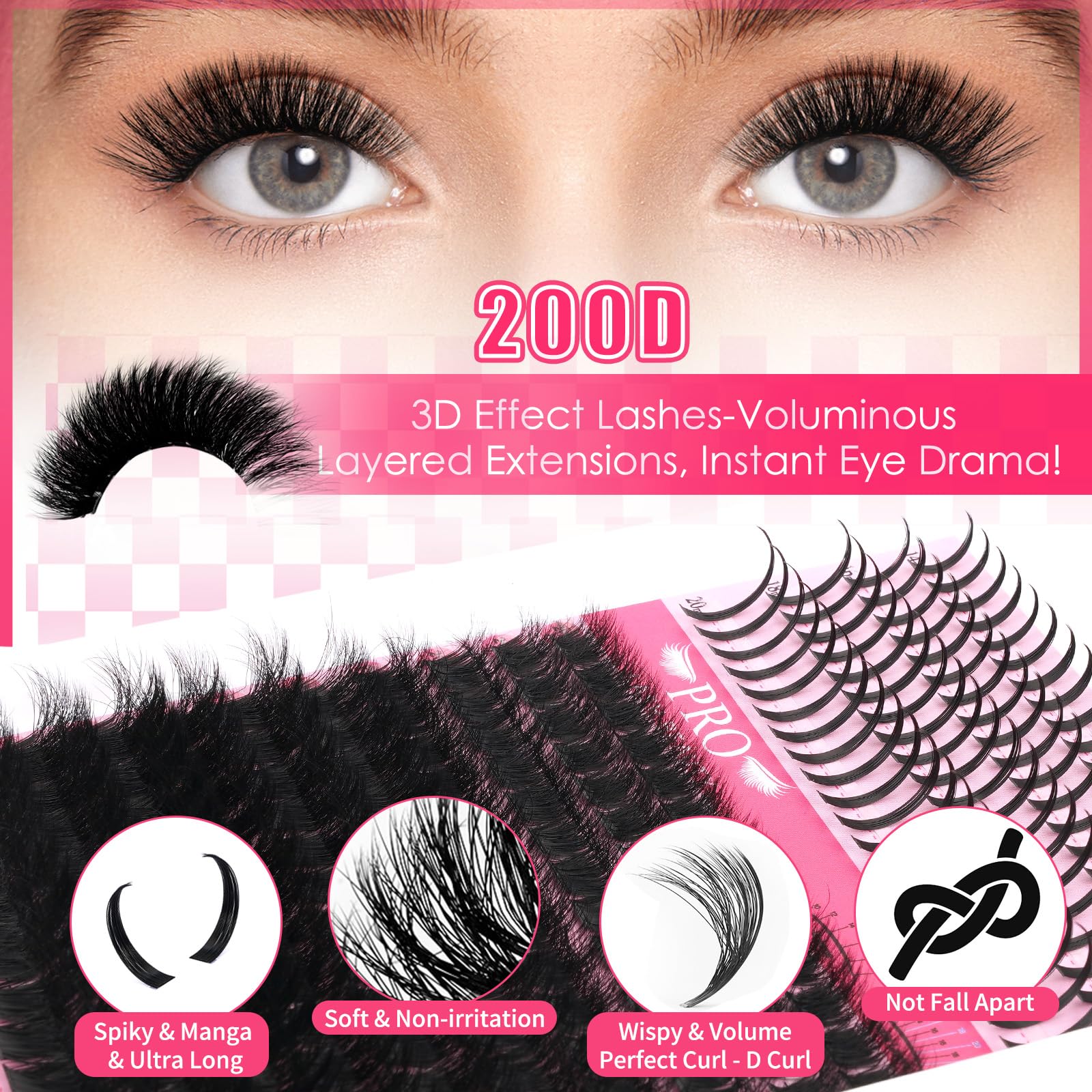 PRO LASHBEAUTY lash bond and seal provide lasting adhesion and a clean finish.