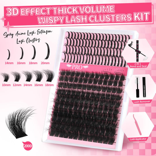 PRO LASHBEAUTY 3D wispy lash clusters offer natural drama with lightweight comfort.