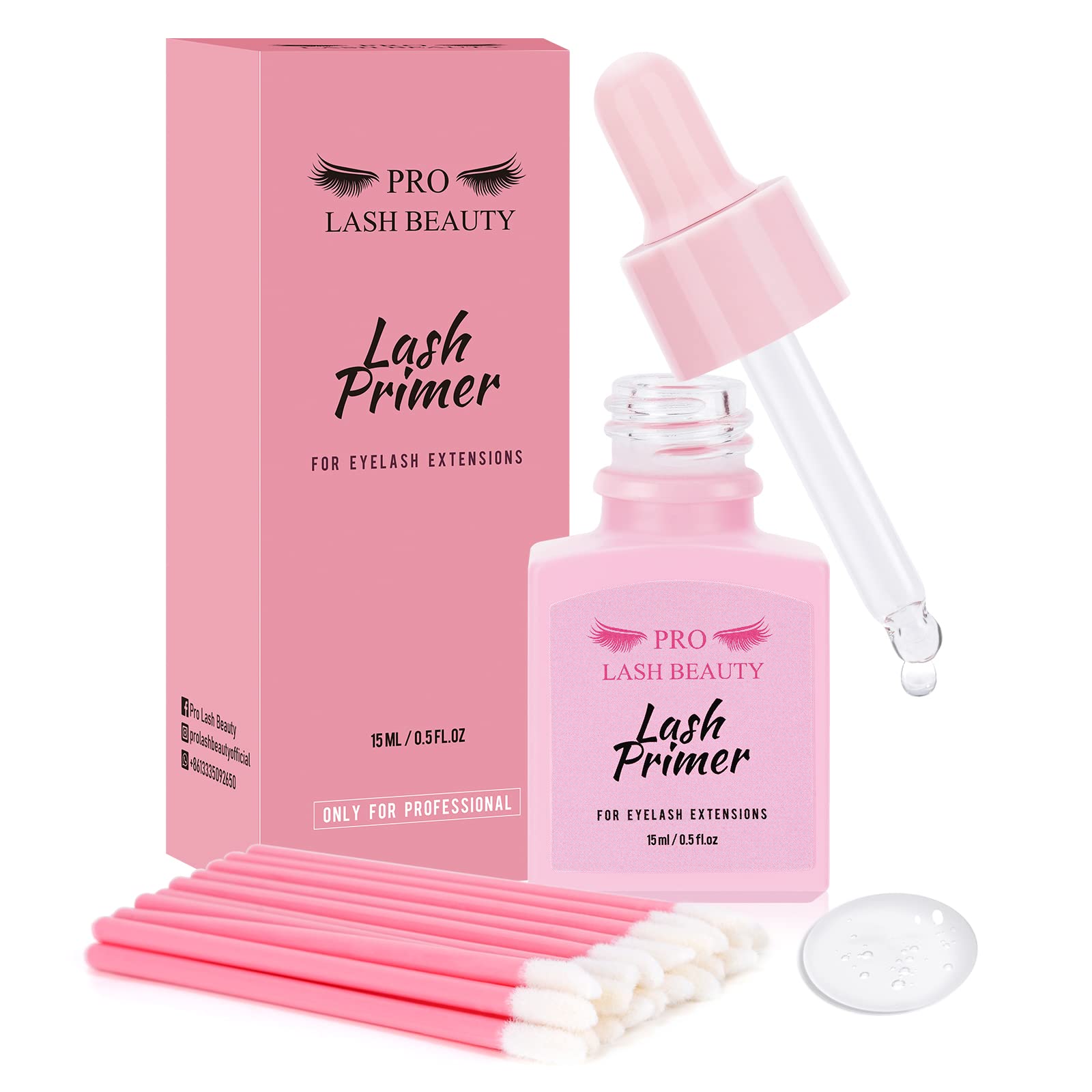 PRO LASHBEAUTY lash primer bottle 15ml for a clean base before extensions.