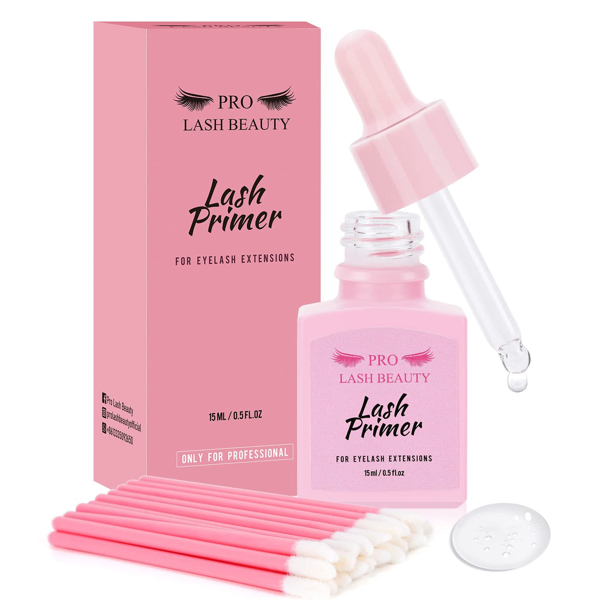 PRO LASHBEAUTY lash primer bottle 15ml for a clean base before extensions.