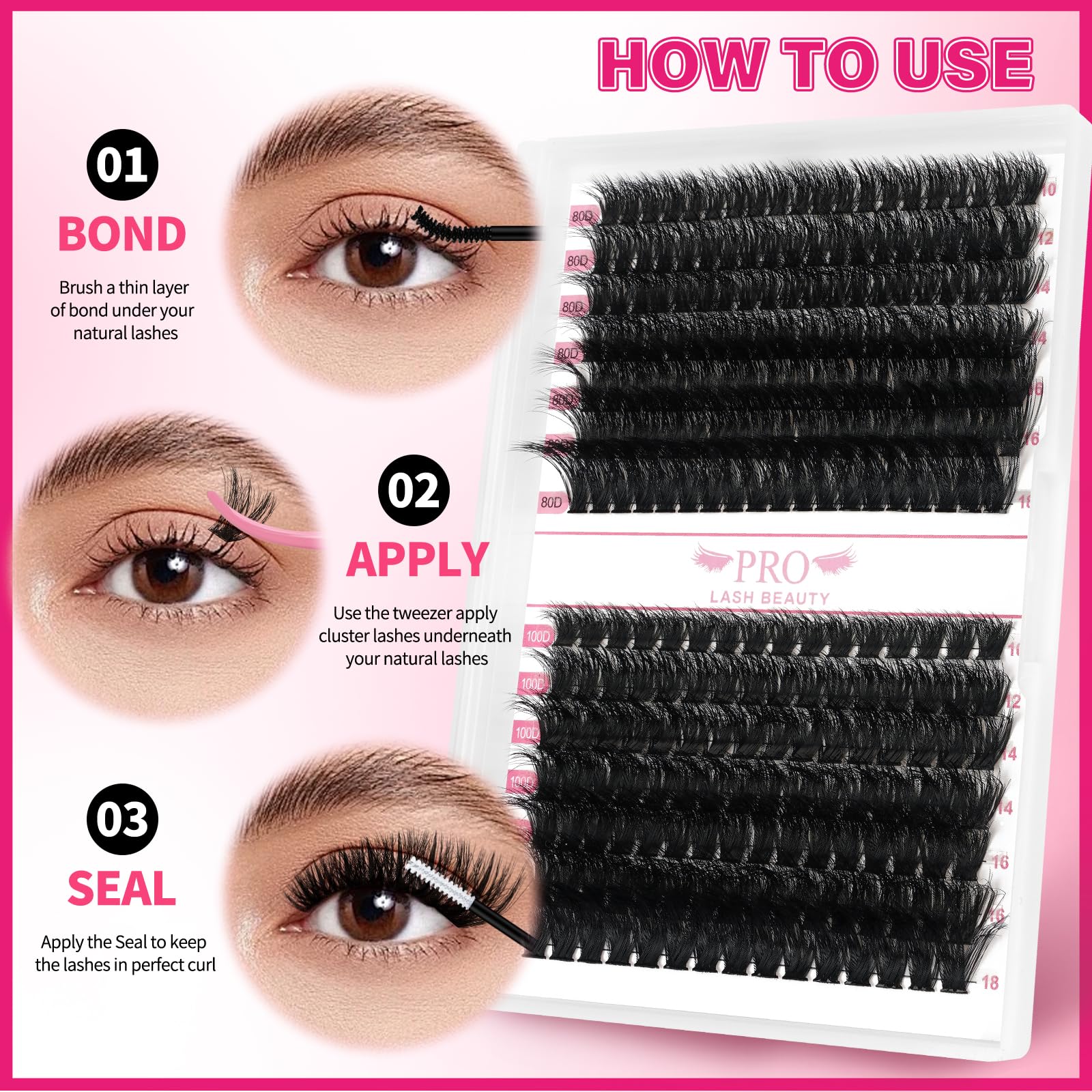 PRO LASHBEAUTY long-lasting lightweight lashes stay curled without heaviness.