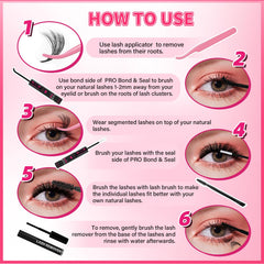 PRO LASHBEAUTY lightweight clusters keep lids comfortable all day.