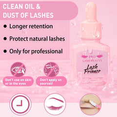 PRO LASHBEAUTY microfiber brush applying primer for even coating.