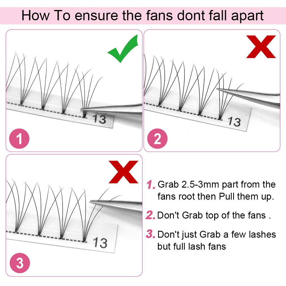PRO LASHBEAUTY Root-bonding technique improves fan durability.