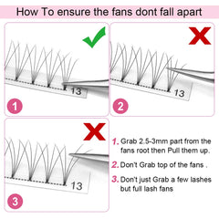 PRO LASHBEAUTY Root-bonding technique improves fan durability.