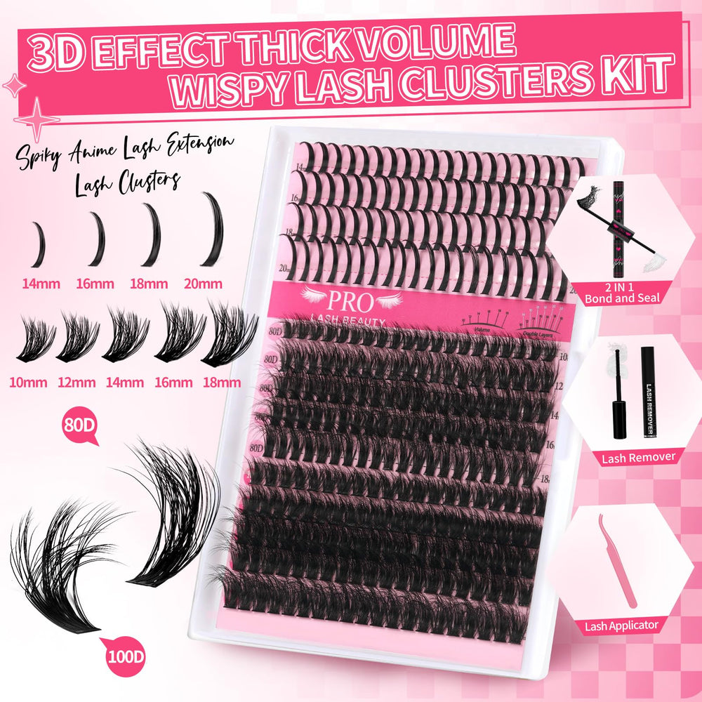 PRO LASHBEAUTY segmented cluster rows for customizable eye shaping and fuller ends.