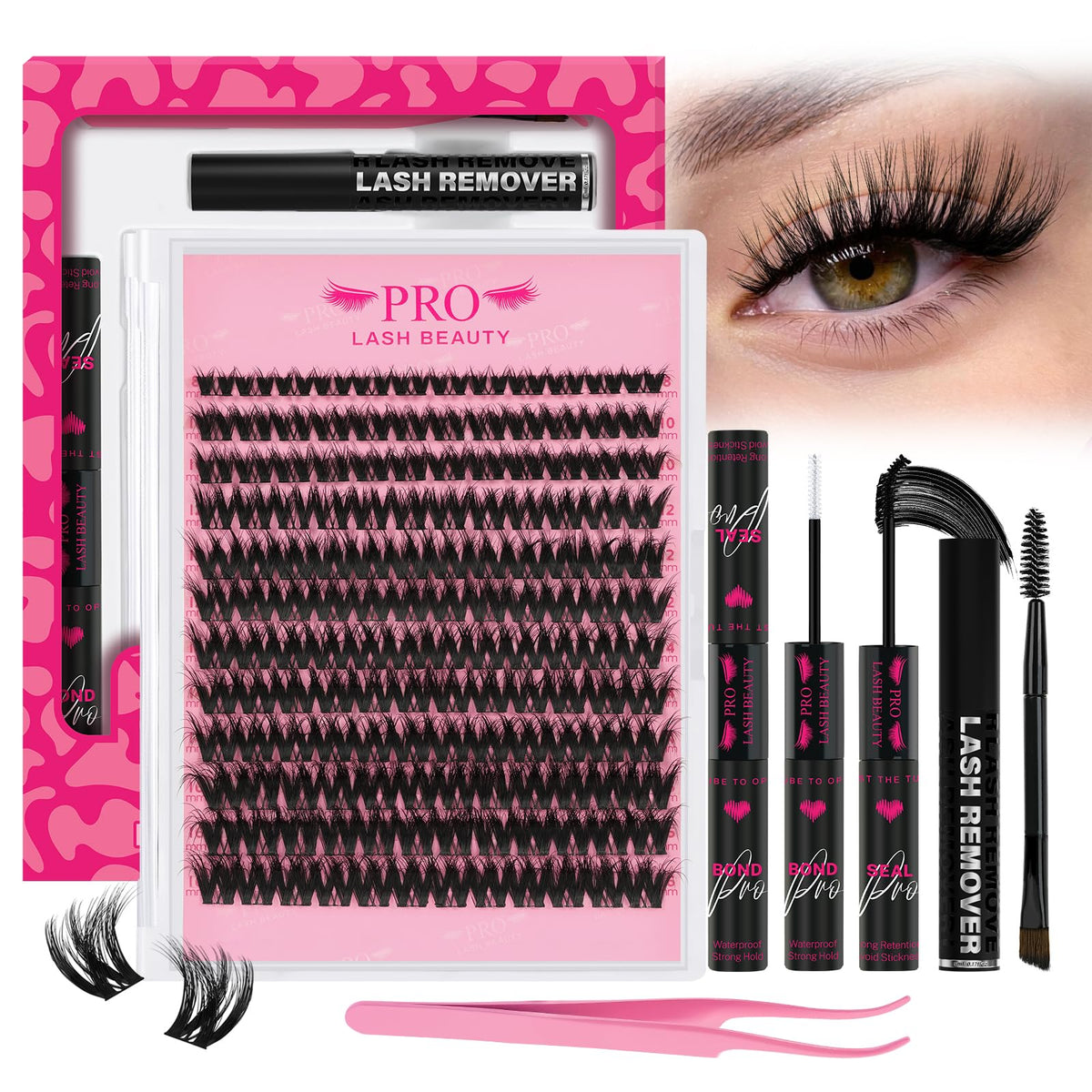 PRO LASHBEAUTY Spider Lash Clusters Kit tray for DIY lash extensions with natural-looking volume