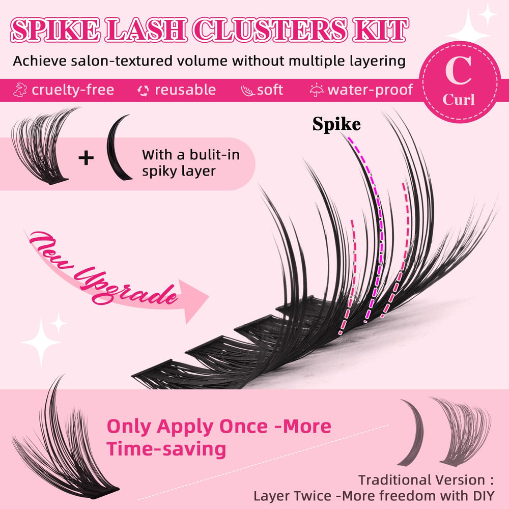 PRO LASHBEAUTY spiky lash clusters 100D for versatile density options.