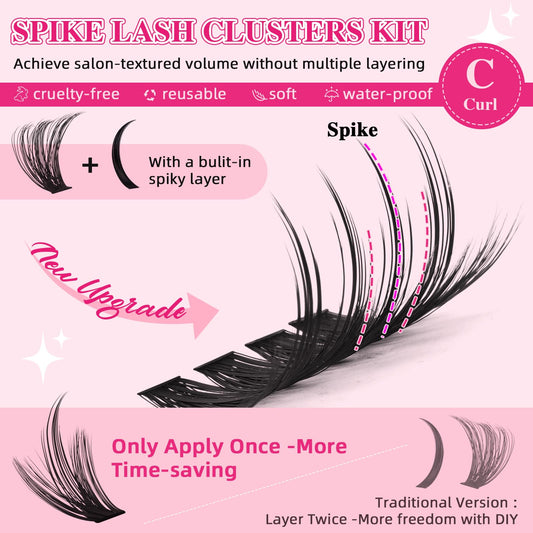 PRO LASHBEAUTY spiky lash clusters 100D for versatile density options.