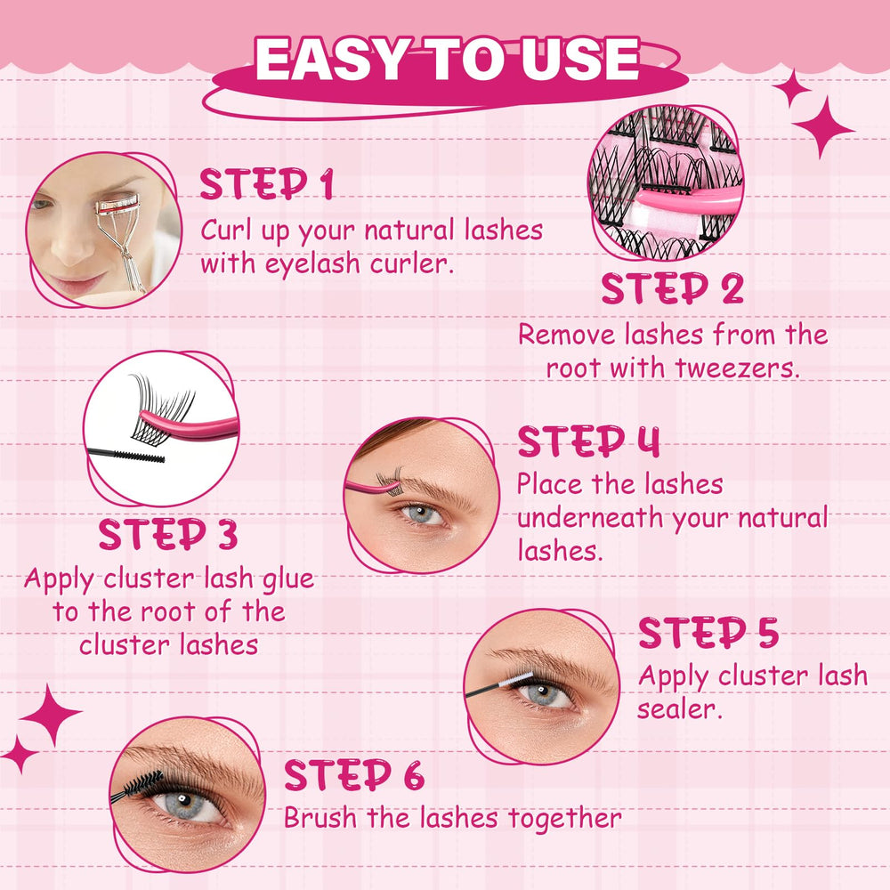 PRO LASHBEAUTY Step-by-step placement guide helps easy lash application