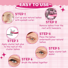 PRO LASHBEAUTY Step-by-step placement guide helps easy lash application
