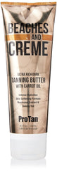 Pro Tan Beaches and Creme tanning butter bottle nourishes and hydrates for a radiant tan.