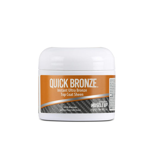Pro Tan Quick Bronze dark tan bottle showing streak-free, waterproof bronze finish for stage use
