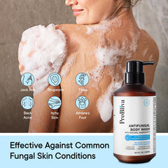 ProBliva Antifungal Body Wash foaming lather cleanses body and feet effectively.