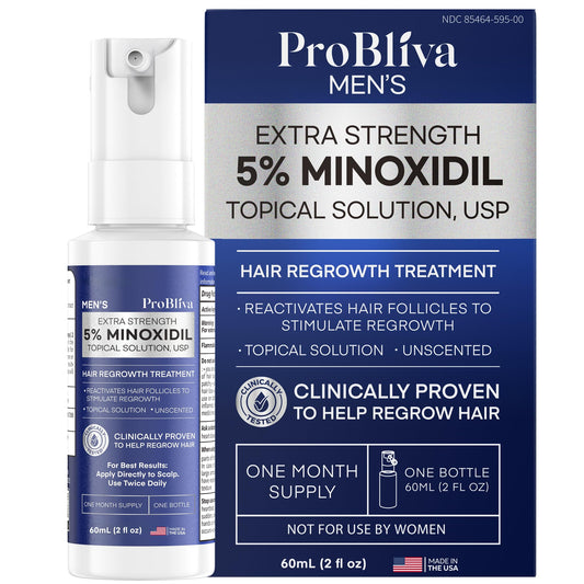 ProBliva Minoxidil bottle pouring to show easy daily use