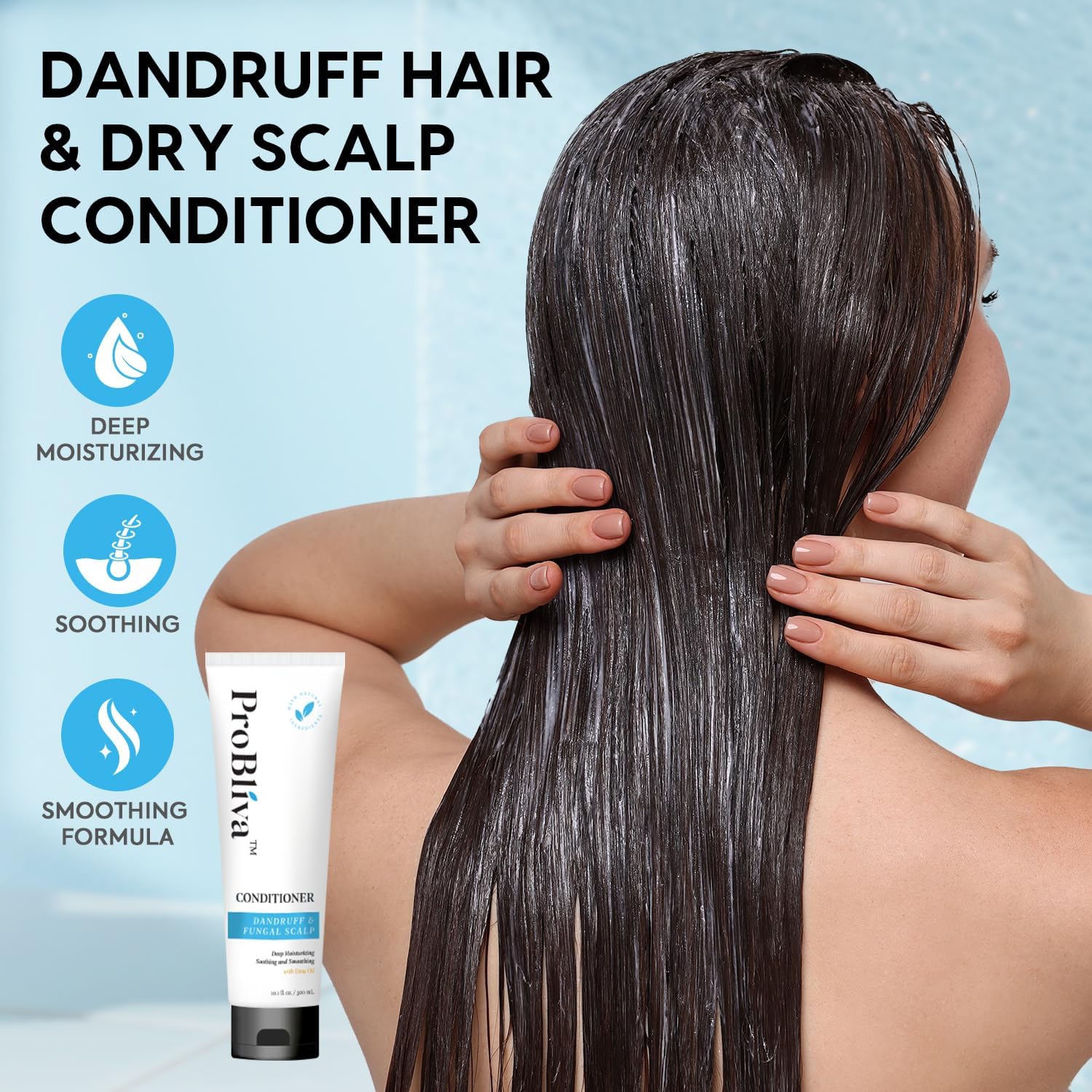 ProBliva ingredients closeup emphasizes plant-based formula gentle on color-treated hair.