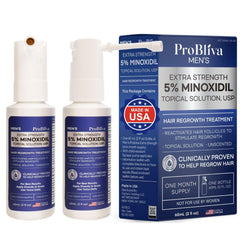 ProBliva Minoxidil spray bottle front showing 5% formula for targeted scalp care