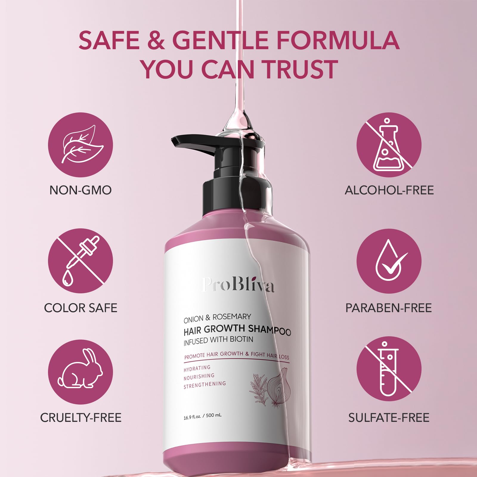 ProBliva shampoo application image shows lather-ready use.