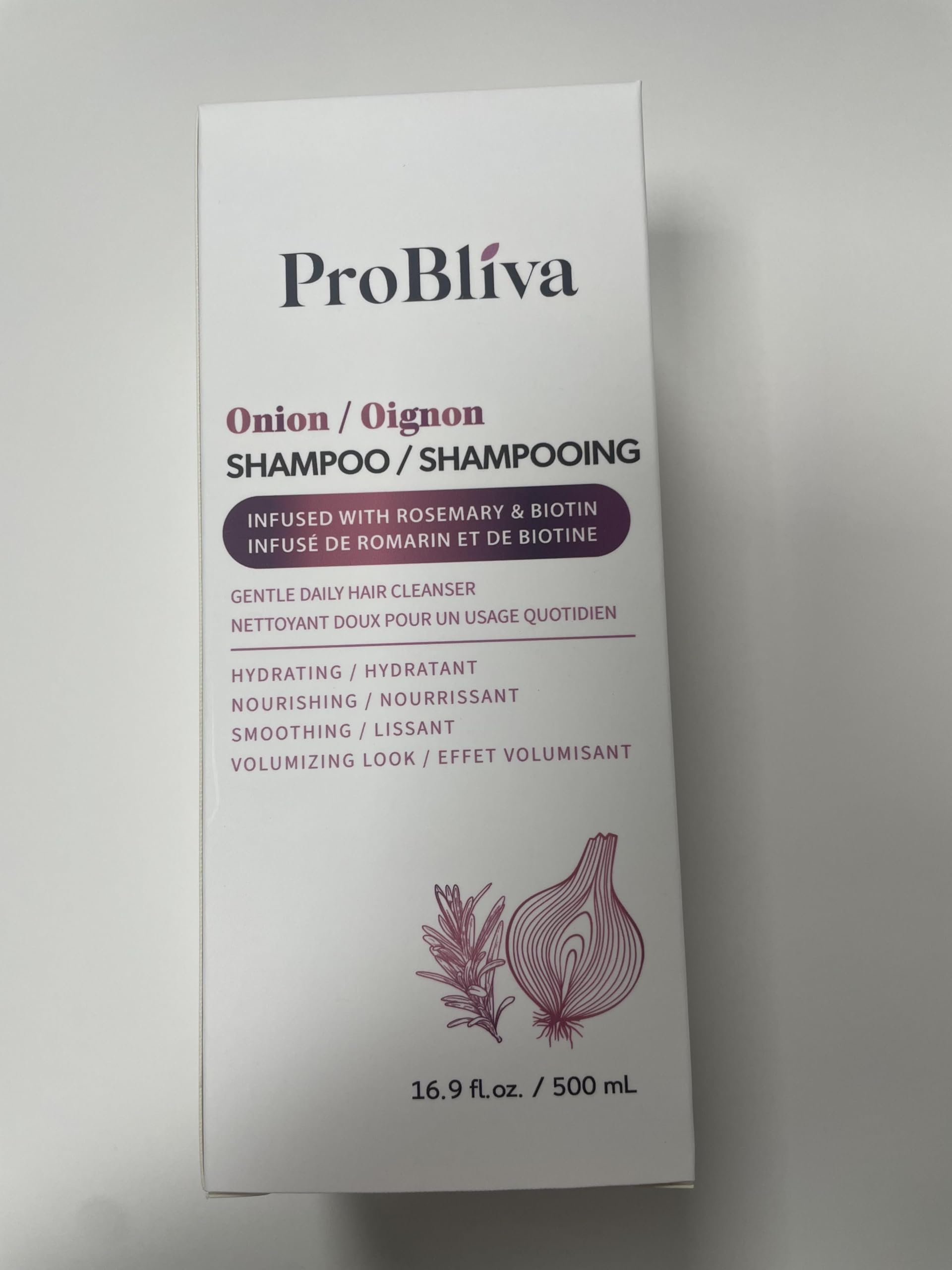 ProBliva shampoo label close-up highlighting natural ingredients.