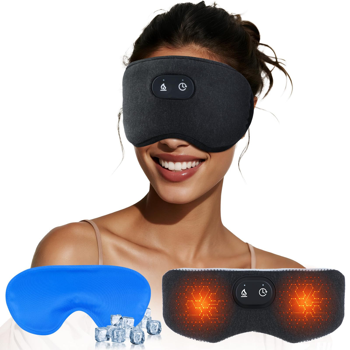 ProCIV Detachable Heated Eye Mask with graphene heat pad provides soothing warmth for tired eyes