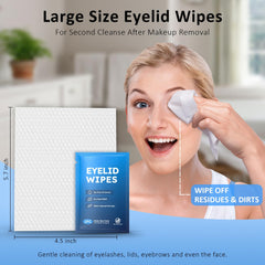 ProCIV extra-large eyelid wipes showing lint-free cleaning for sensitive skin.