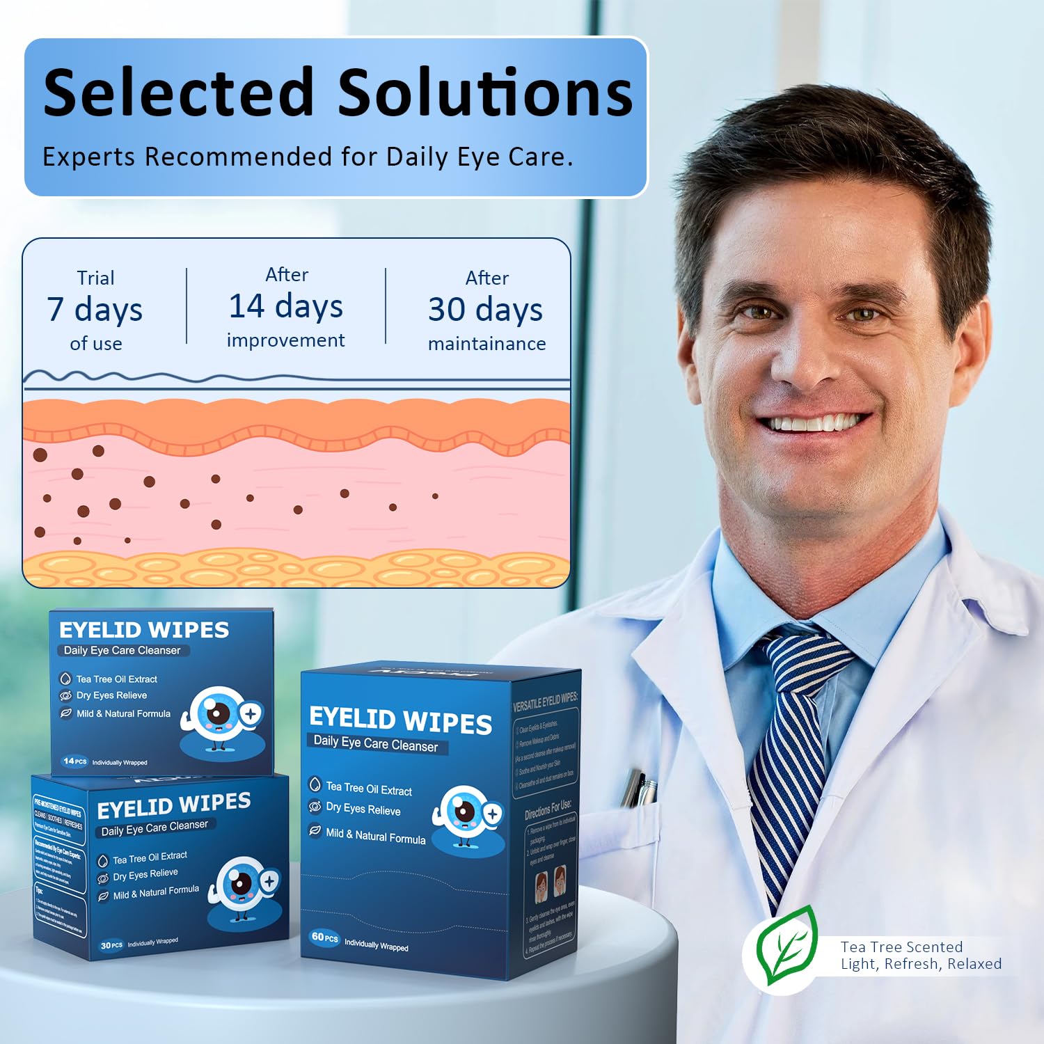 ProCIV eyelid wipes designed for sensitive eyes with a mild formula.