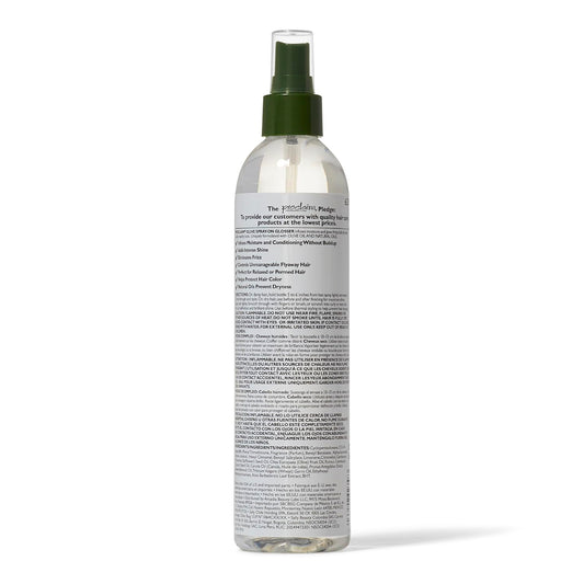 Proclaim Olive Spray On Glosser in use on hair for frizz control and shine