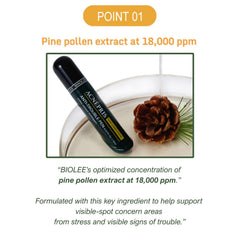 BIOLEE ACNEPRIS pine pollen roll-on applied to a blemish with refreshing touch