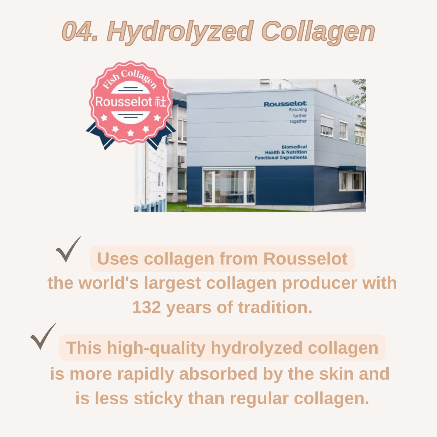 Produco DermaFi collagen from French supplier Rousselot for high absorption and quality.