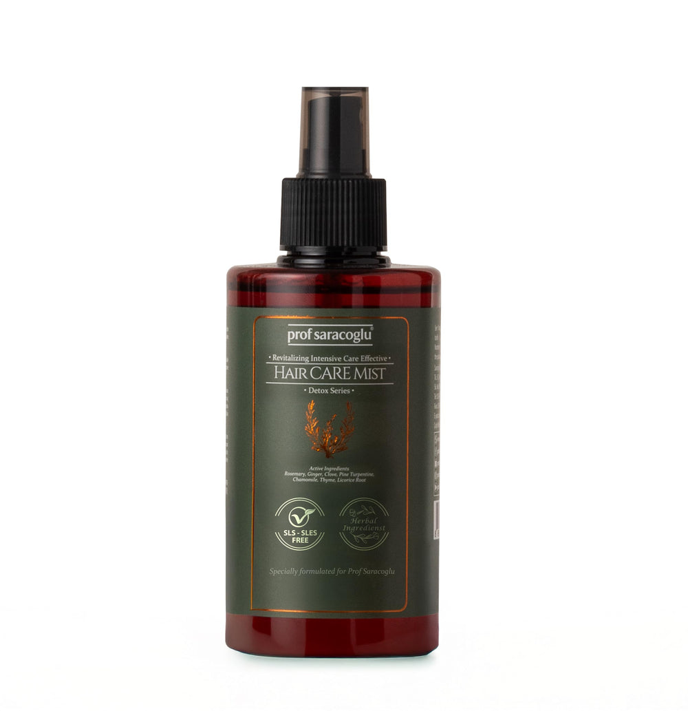 Prof Saracoglu Rosemary Mint Complex Mist bottle close-up for detangling and scalp refresh.