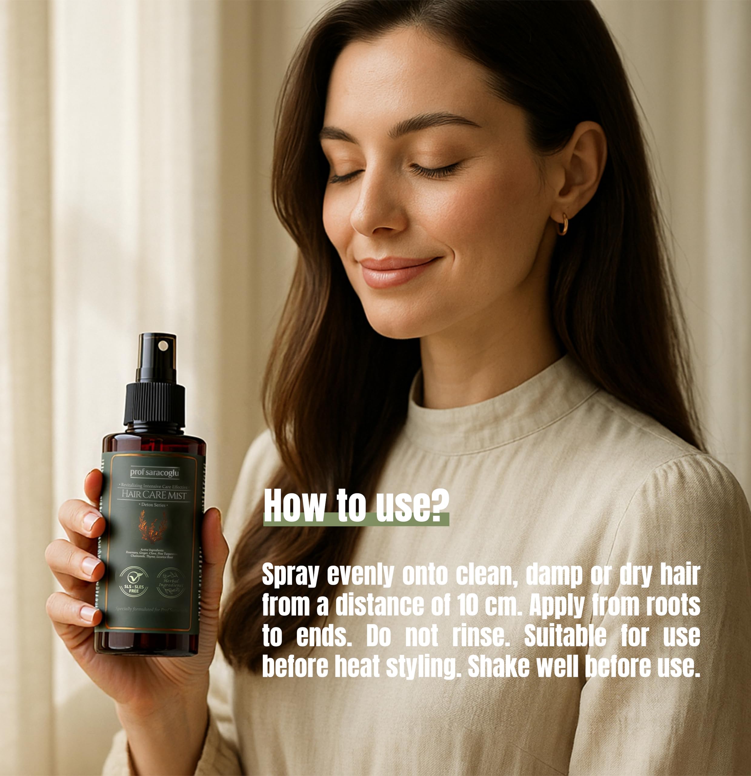 Rosemary leaves and mint hint in Prof Saracoglu mist for refreshing scent.