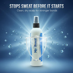 No Sweat spray-action demonstrated for quick, even application near the scalp.