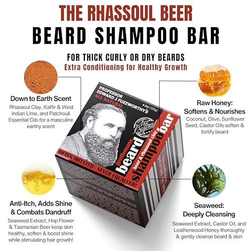 Rhassoul clay action defines and tames dry or frizzy beard hair.